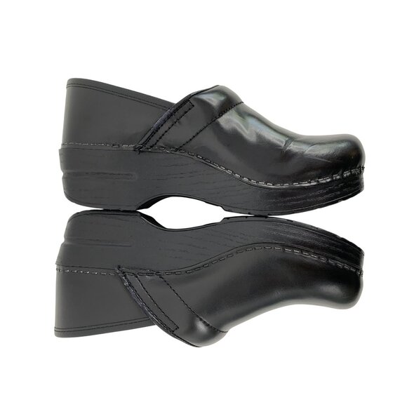 Dansko Black Leather Womens Clogs Size 38 US 7.5-8 Slip-On Comfort Shoes GUC - Picture 4 of 14